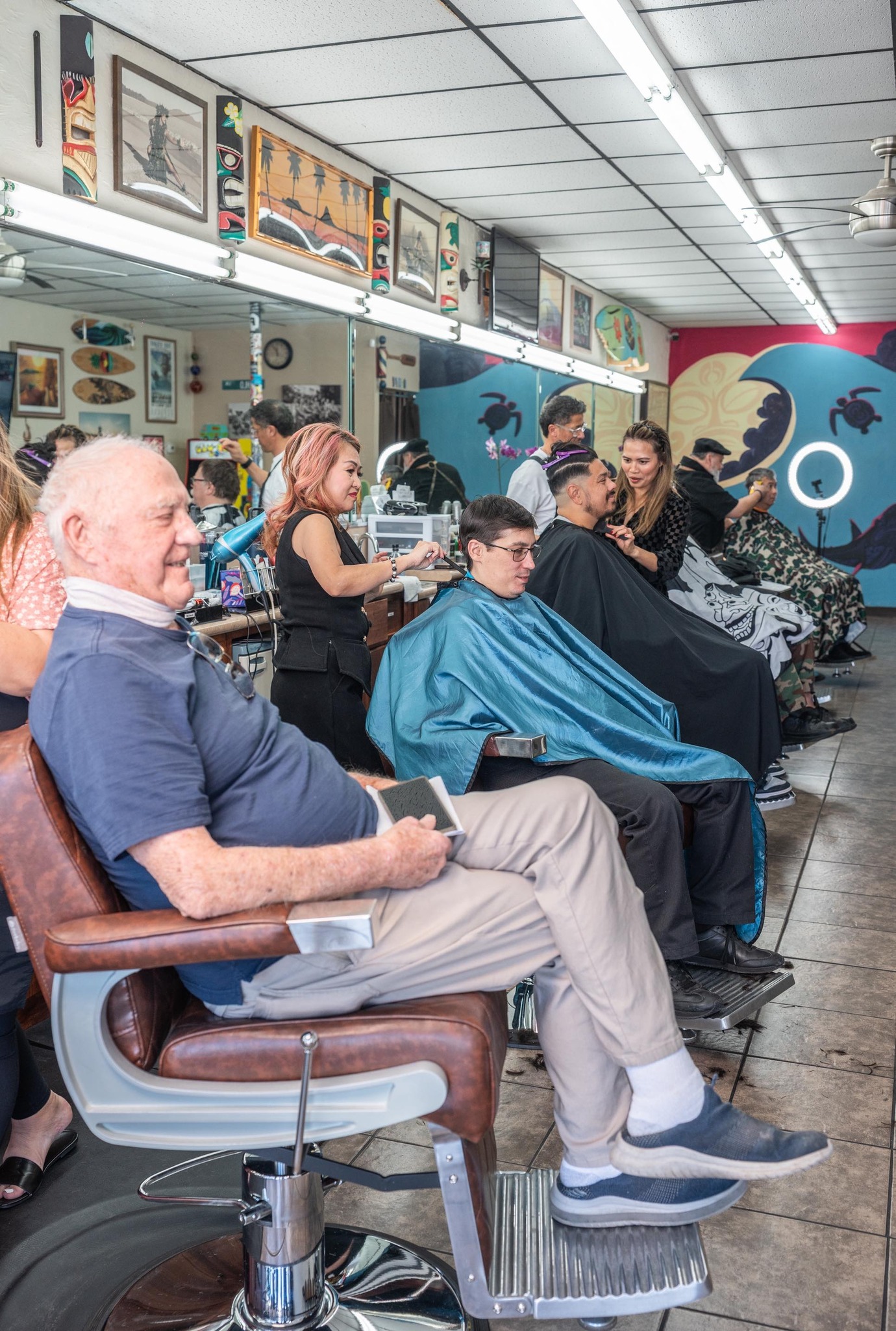 Busy day at PH Barber — full house