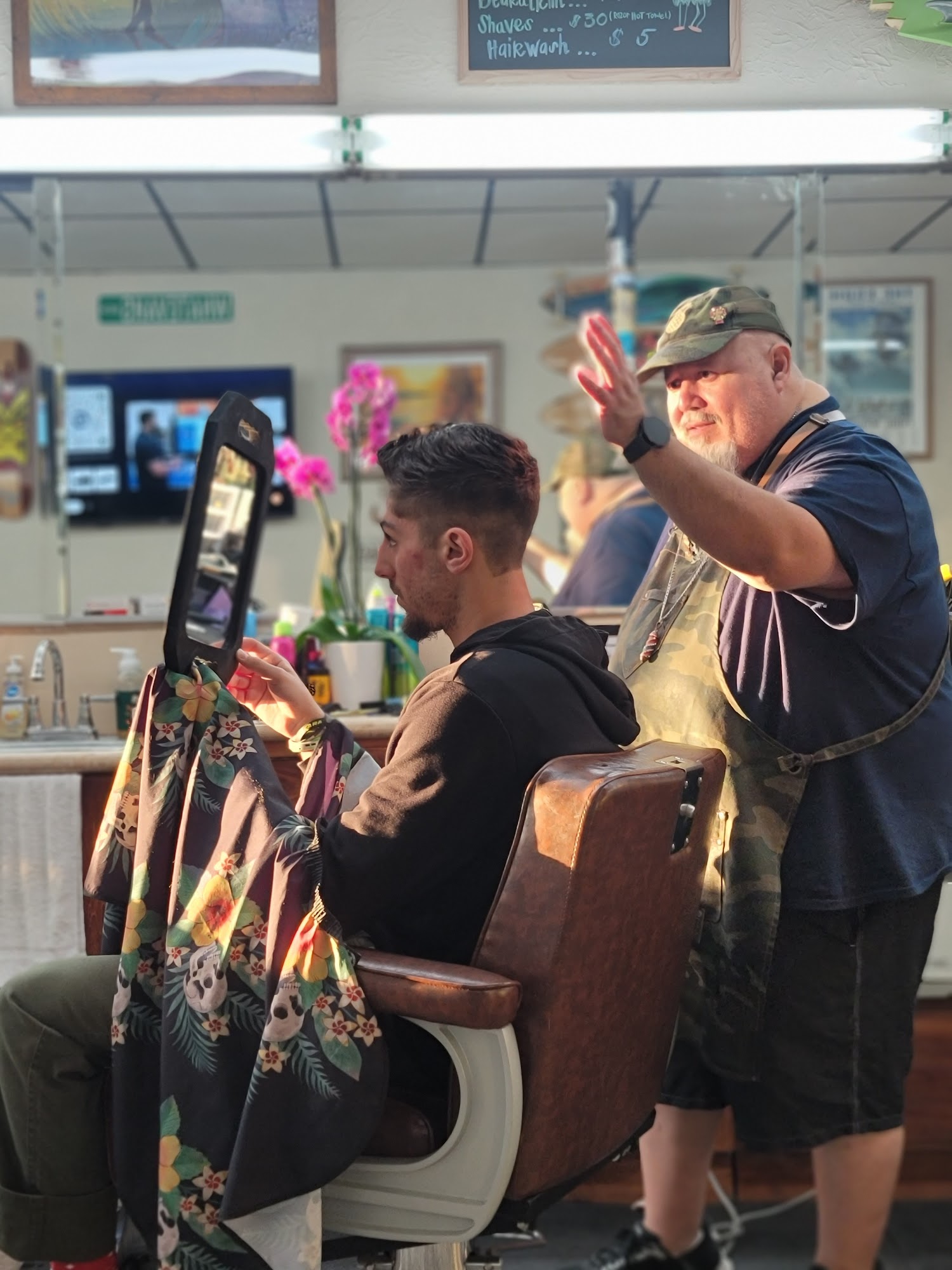 Jerry showing client the finished look